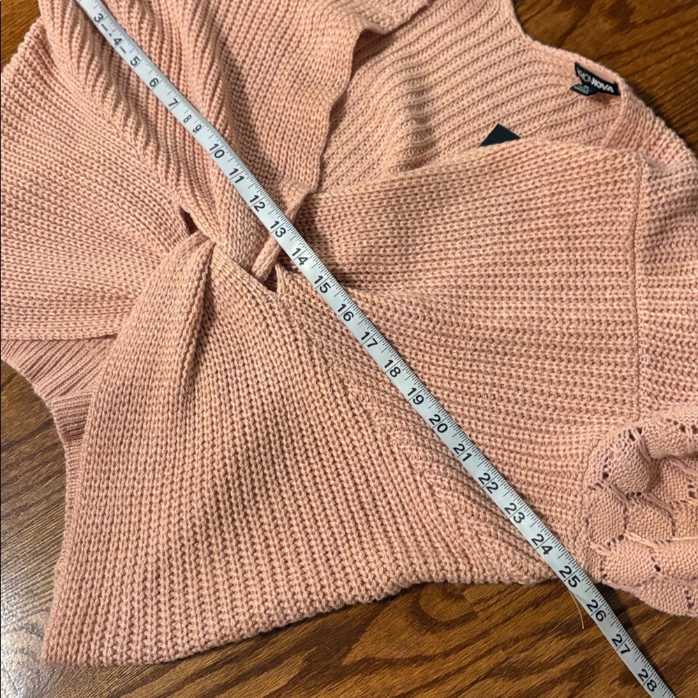 Fashion Nova YRIS Blush Twist Front crop knitted sweater XL V neck - Picture 10 of 13